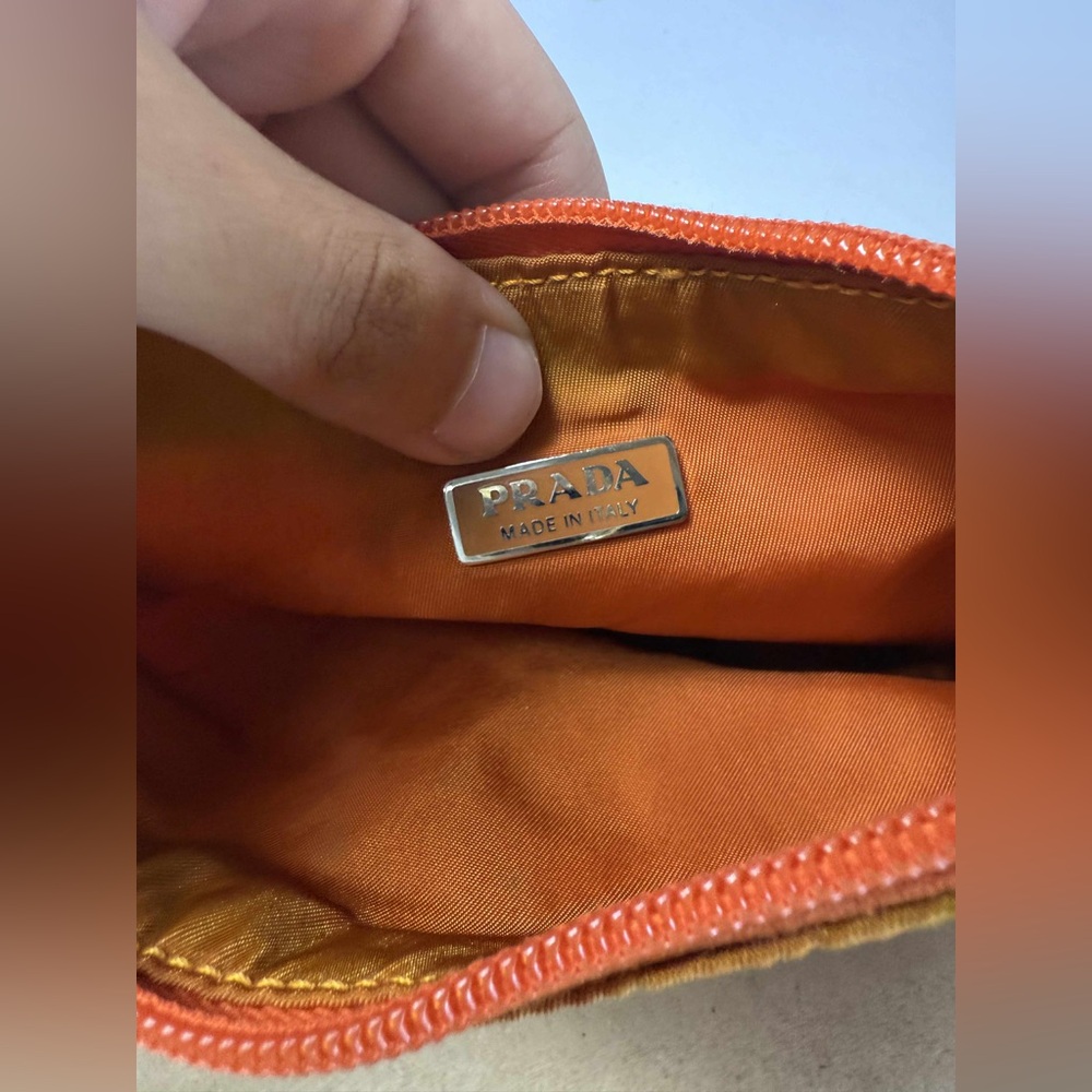 PRADA Nylon Triangle Logo Shoulder Handbag Orange Made in Italy - Picture 12 of 16